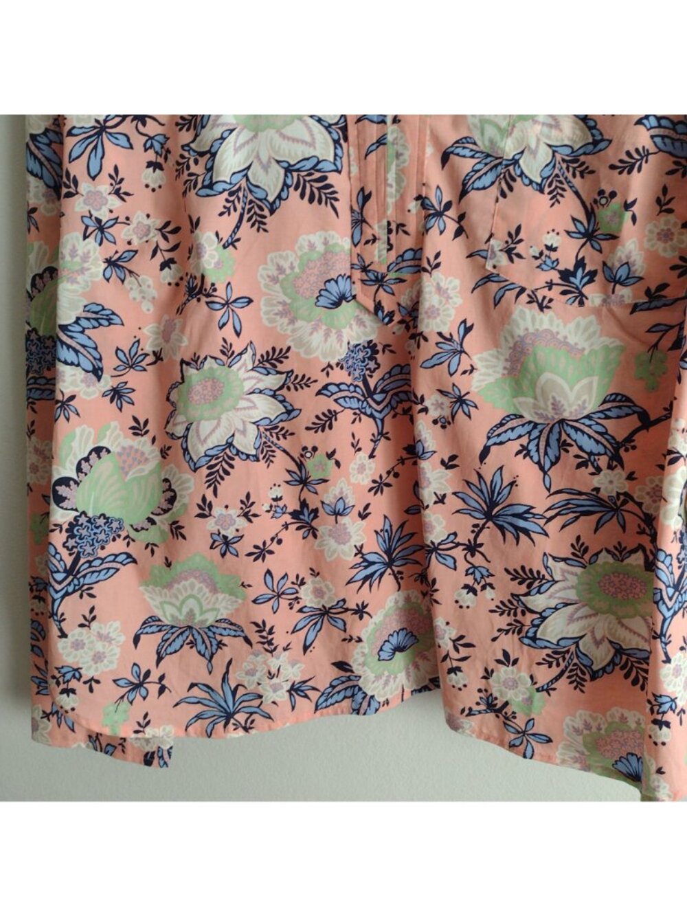 Talbots Printed Popover Blouse XL Salmon Pink Floral Cotton Relaxed Fit Top - Picture 7 of 10